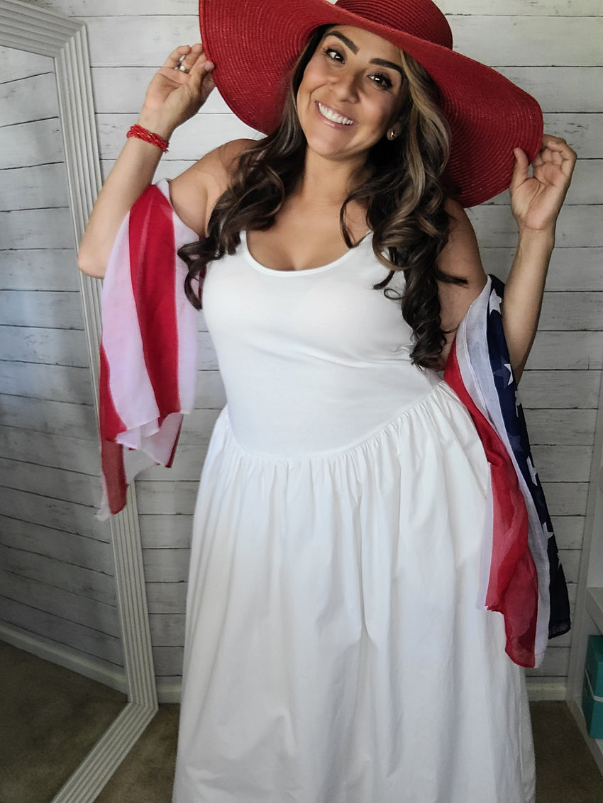 White & Ribbed Midi Dress