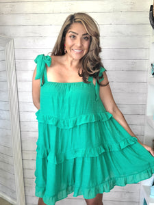 Green Tied Up Swing Dress