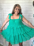 Green Tied Up Swing Dress