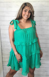 Green Tied Up Swing Dress