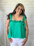 Tied Shoulder Frill Top