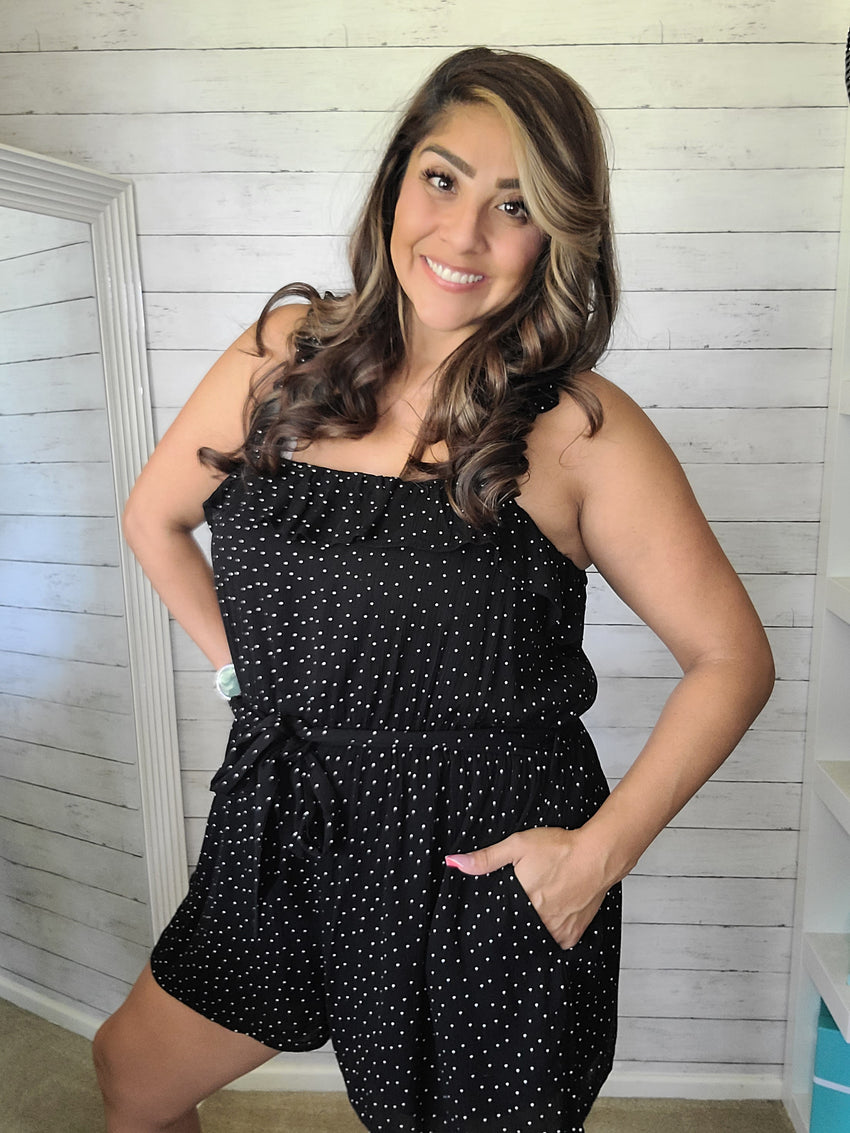 Black & White Polka-dot Romper