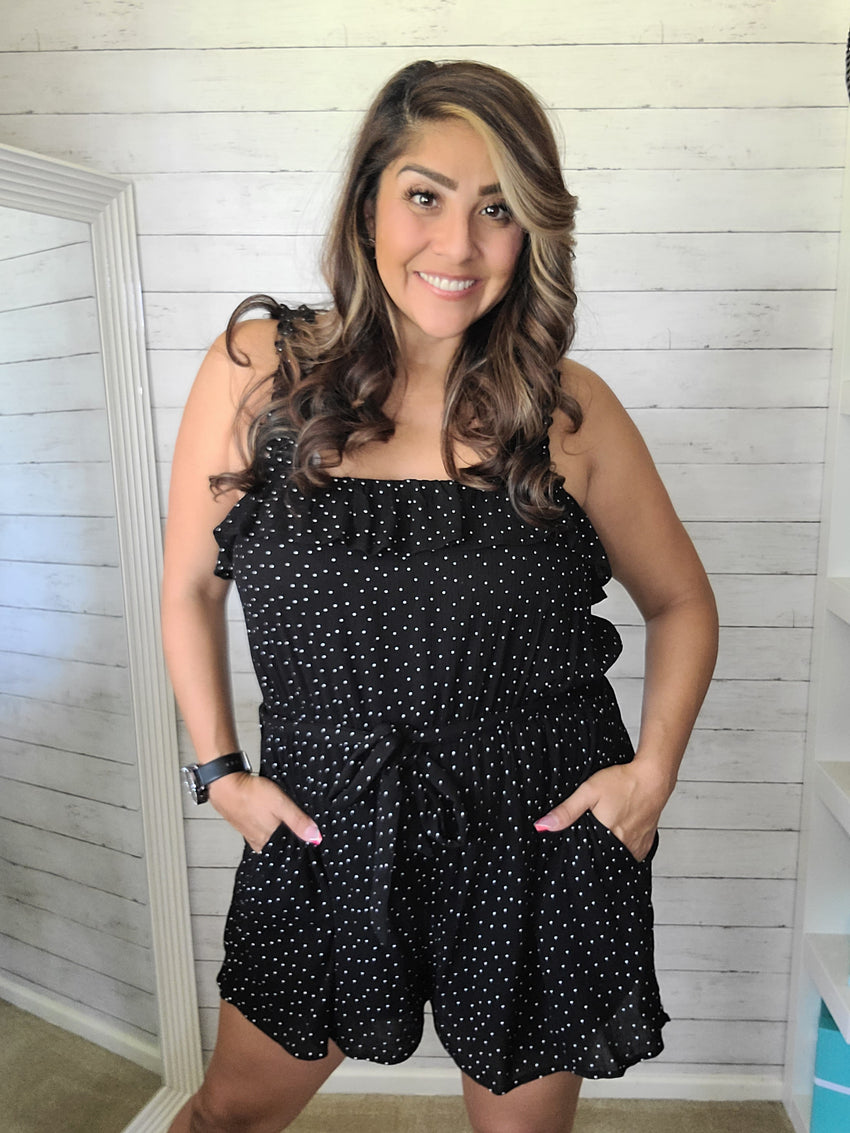 Black & White Polka-dot Romper