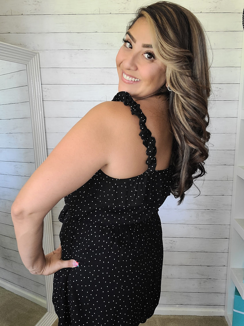 Black & White Polka-dot Romper