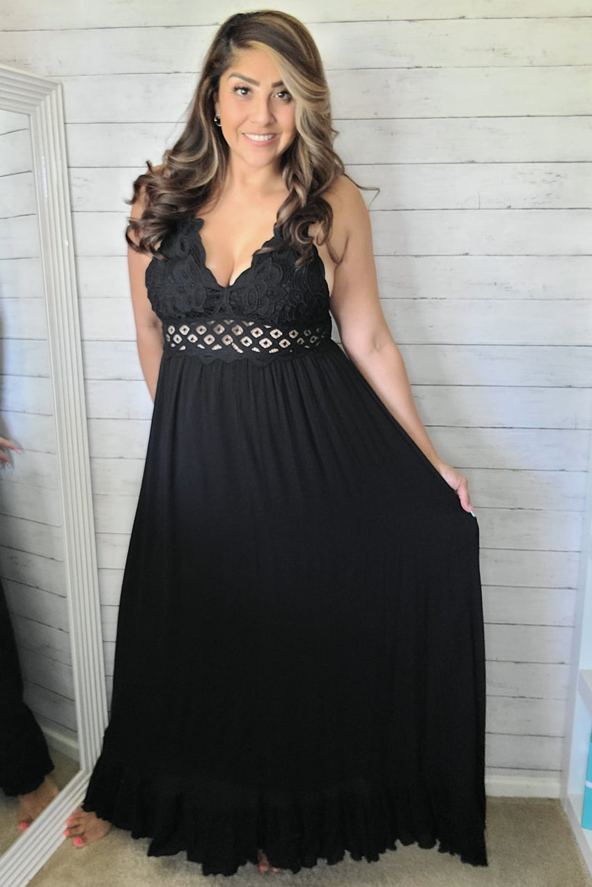 Black Lace Bralette Maxi Dress Tiffy s Boutique