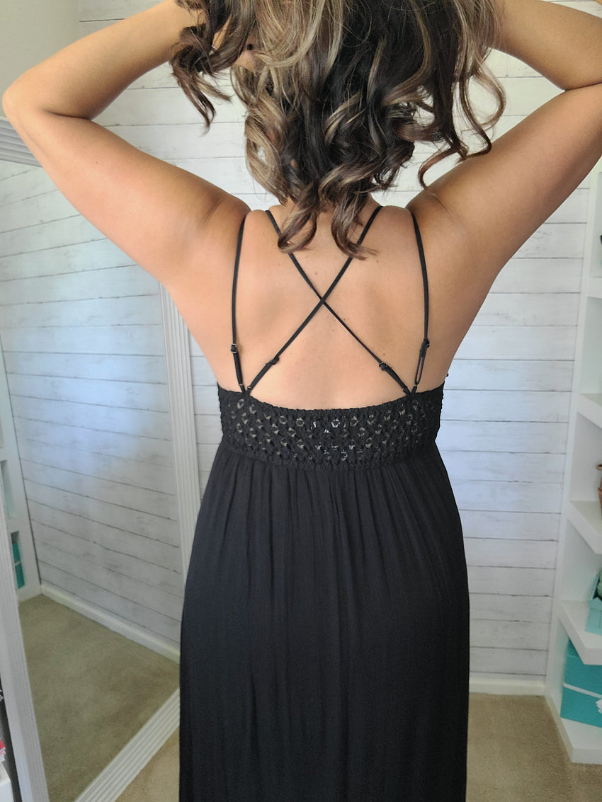 Black Lace Bralette Maxi Dress