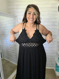 Black Lace Bralette Maxi Dress