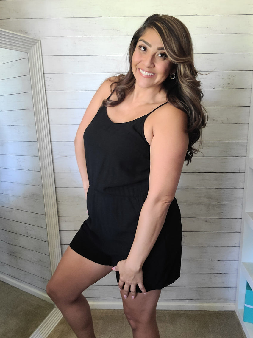 Basic Black Romper with Pockets