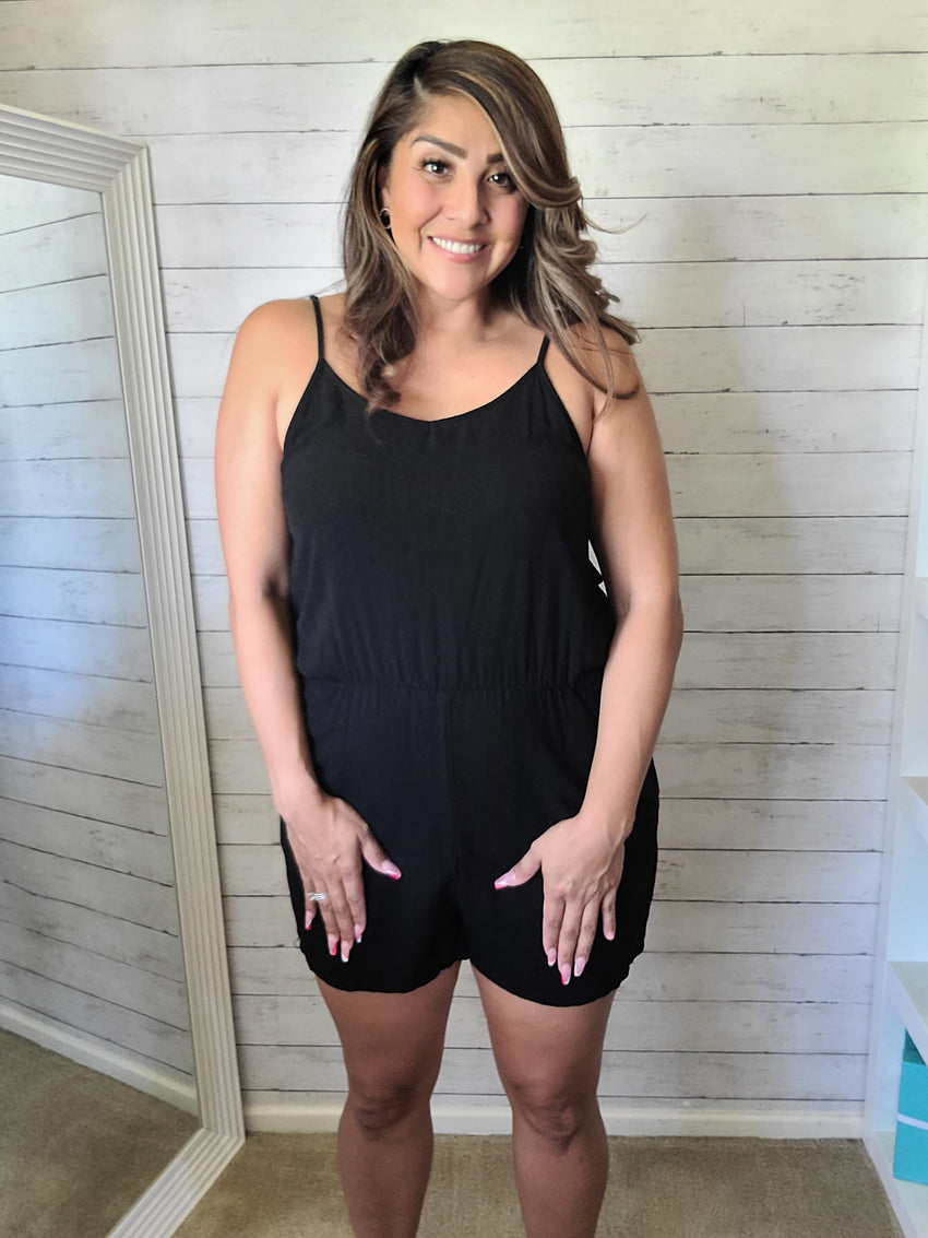 Basic Black Romper with Pockets