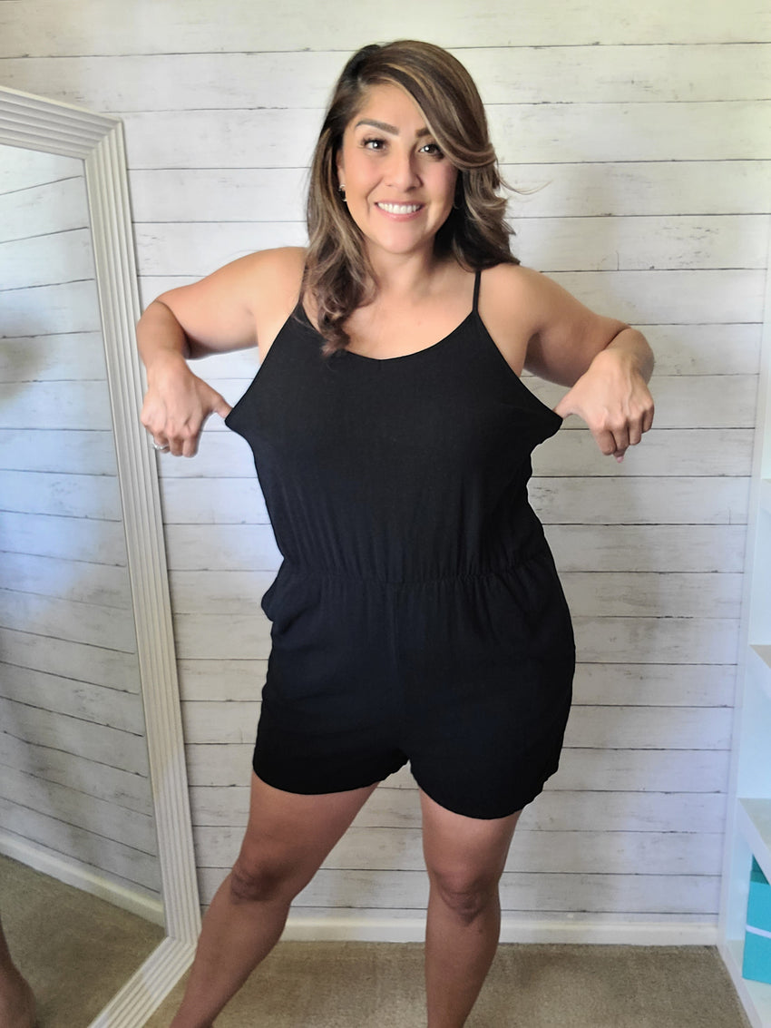 Basic Black Romper with Pockets