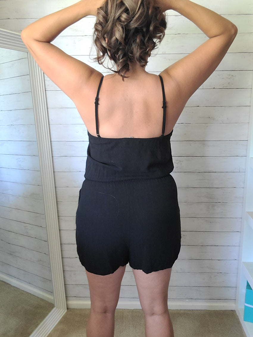 Basic Black Romper with Pockets