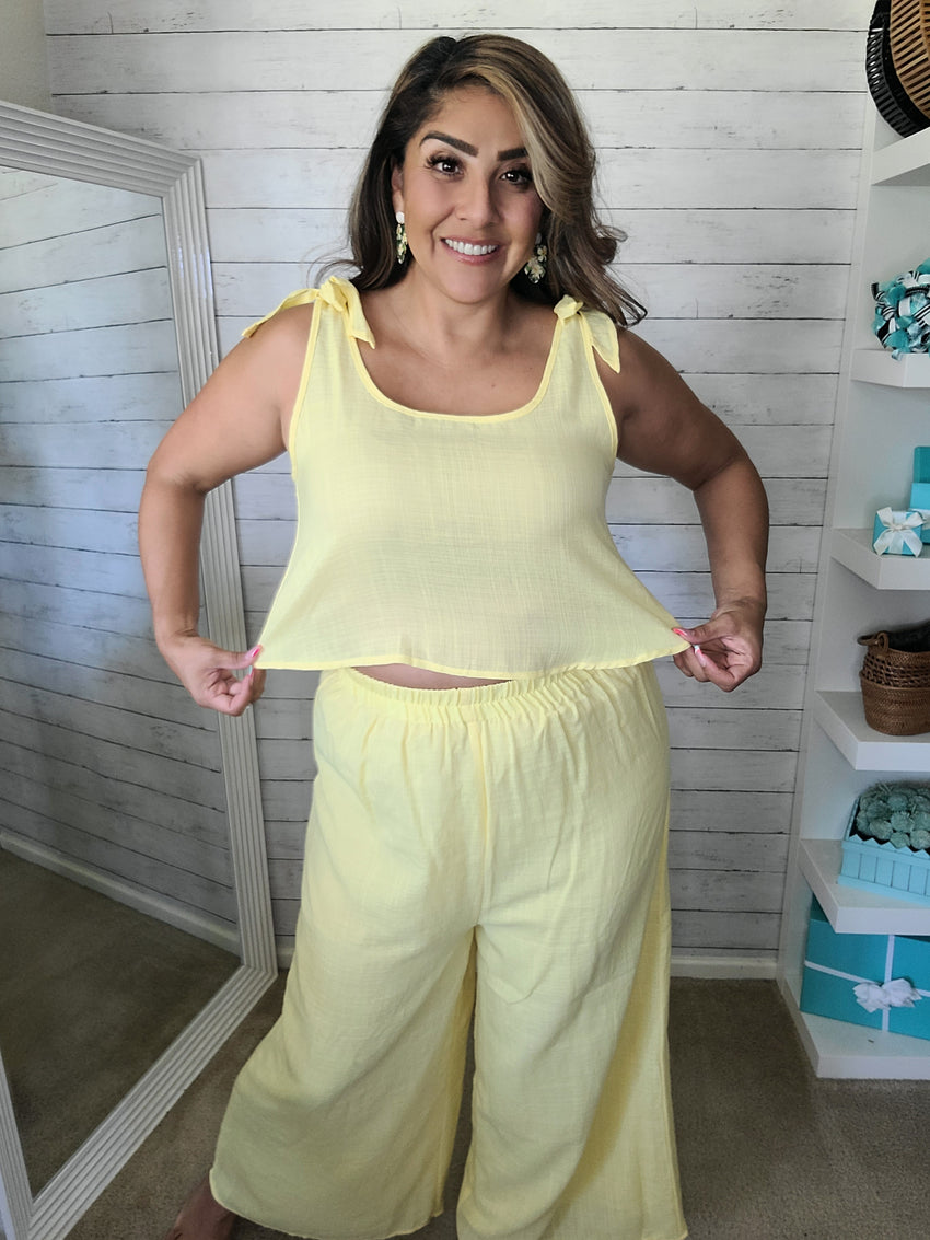 Woven Mellow Yellow Top and Pant Set