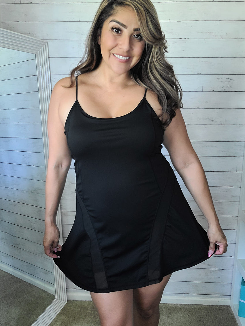 Sporty Black Dress with Built in Shorts