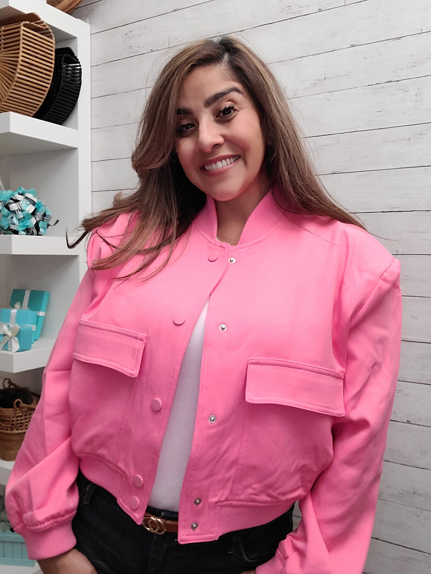 Bubble Gum Pink Bomber Jacket