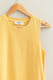 Basic Sleeveless Solid Yellow T-shirt Dress