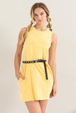 Basic Sleeveless Solid Yellow T-shirt Dress