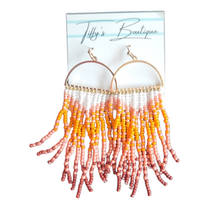 Half Moon String Beaded Earrings