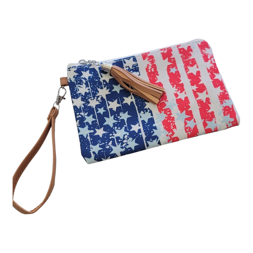 American Flag Wristlet