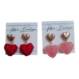 Crystallized Heart Dangle Earrings