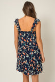 Navy Fall Floral Dress