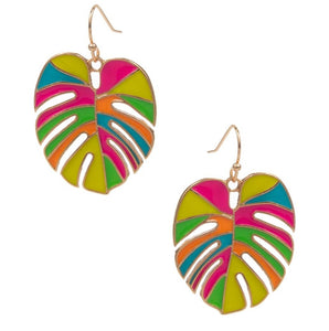 Summer Monstera Lead Hook Earrings