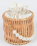 Bamboo Faux Pearl Handle Clutch