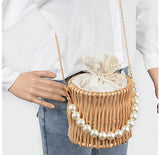 Bamboo Faux Pearl Handle Clutch