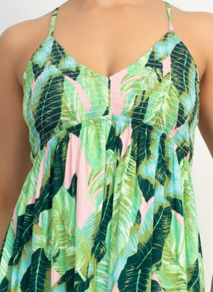 Tropical Cross Back Maxi Dress