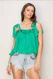 Tied Shoulder Frill Top