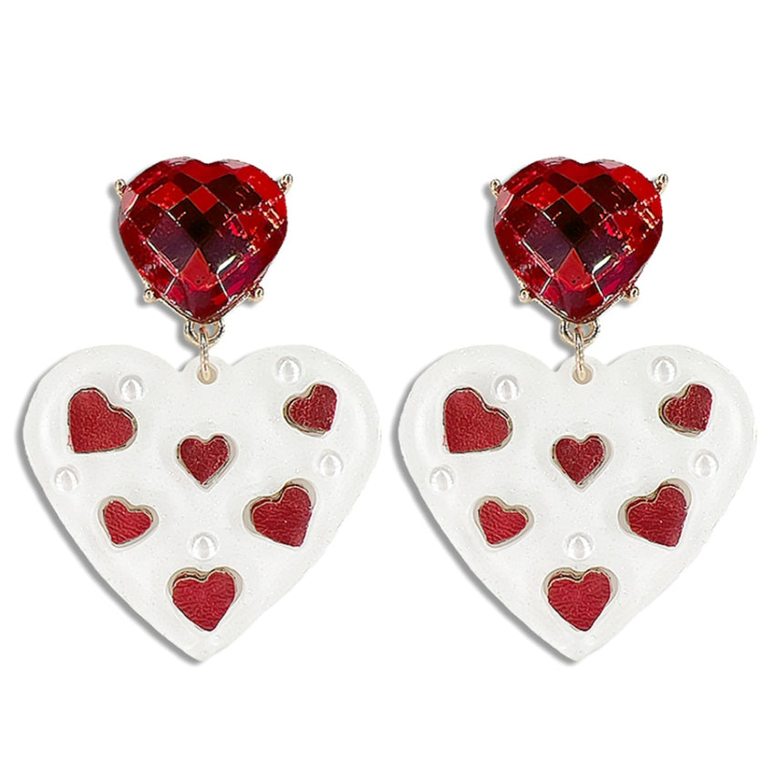 Hearts Crystal Dangle Post Earrings