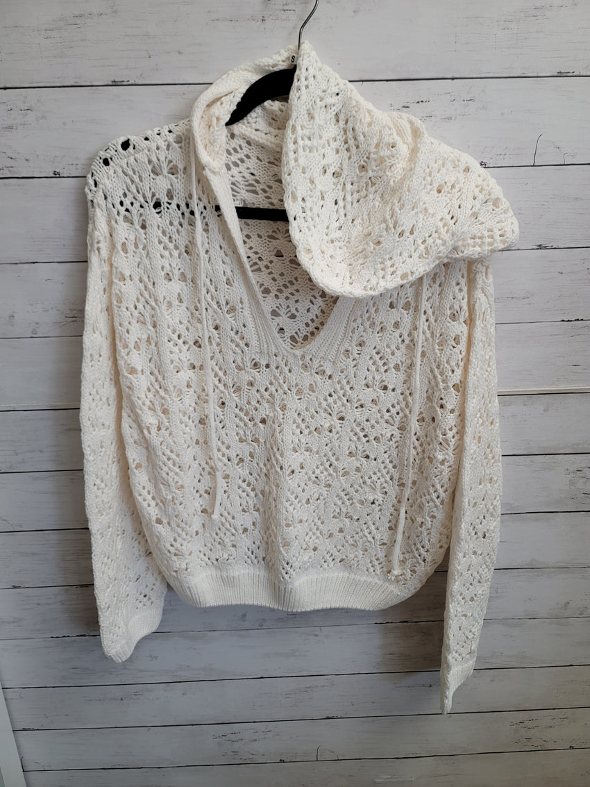 Hooded Crochet Pullover