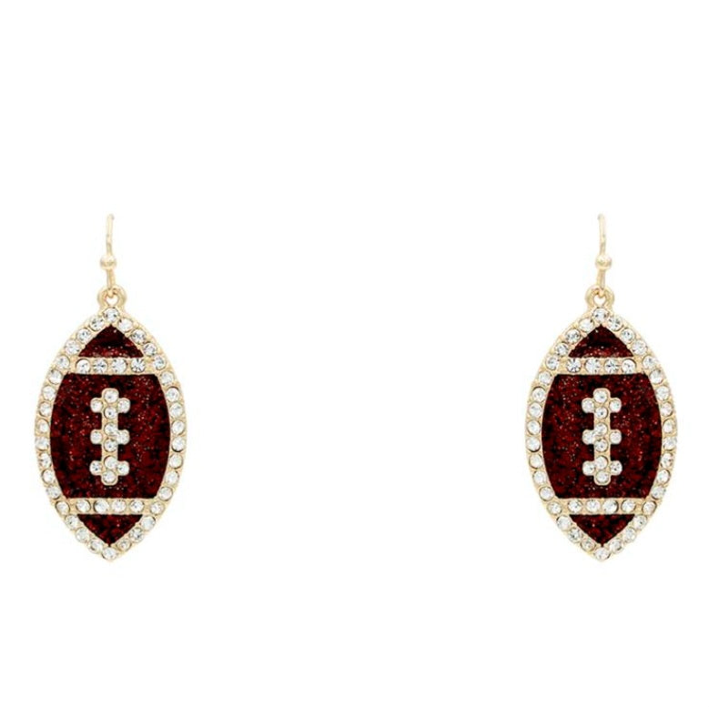 Rhinestone Football Dangle Earrings